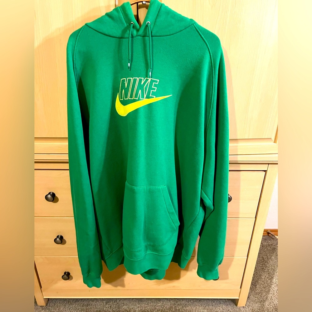 VTG Nike Swoosh Logo Sweatshirt Hoodie Green Embroidered Silver Tag 2000s - XXL
